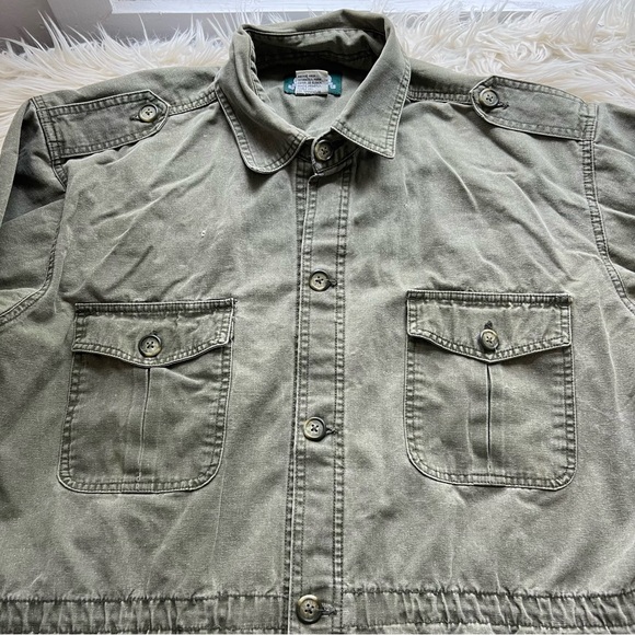 Vintage Cabelas Jacket Green Field Outdoors Safari Shacket Shooting Mens XL Tall - Picture 2 of 11